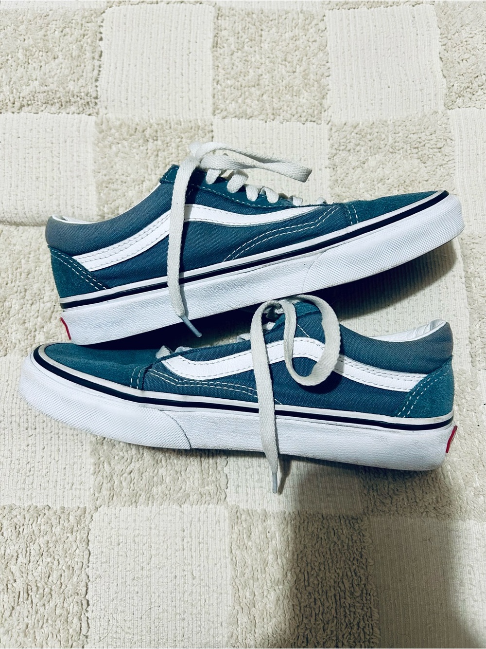 Vans Teal Low-Top Old Skool Sneakers with White Stripe